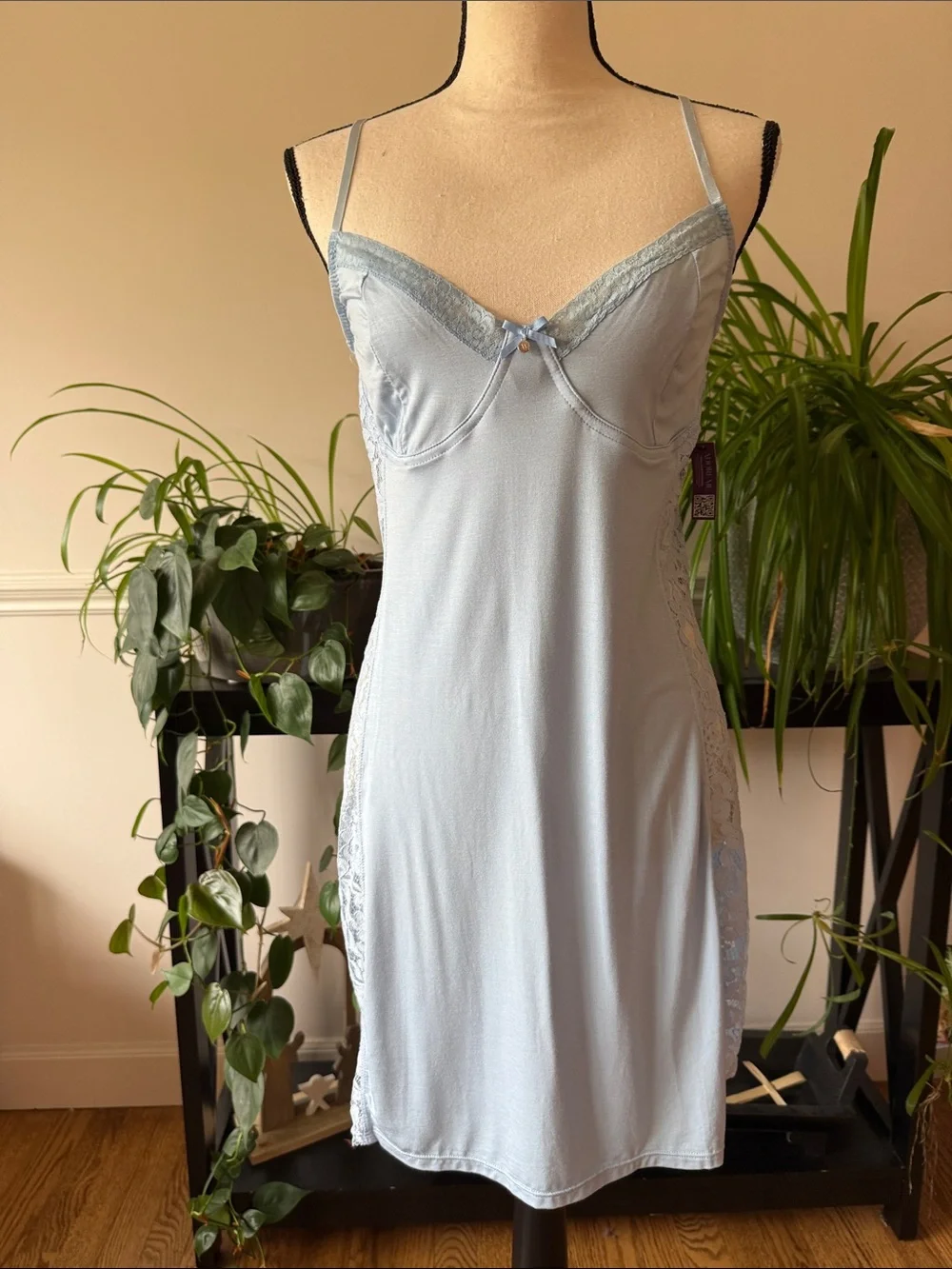 Adore Me Light Blue Lace-Trim Chemise